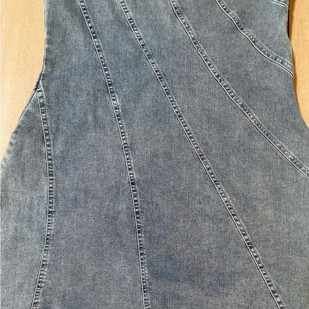 Mustard Seed Denim Tank Dress – Blue, Size L Flared A-Line, Chambray Dress - Picture 12 of 13
